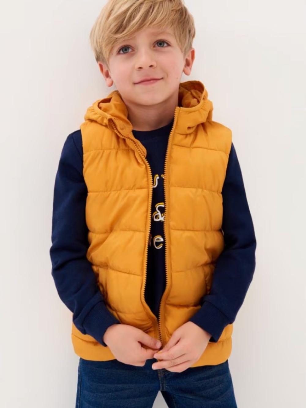 GAP Bright Yellow Hooded Puffer Vest
